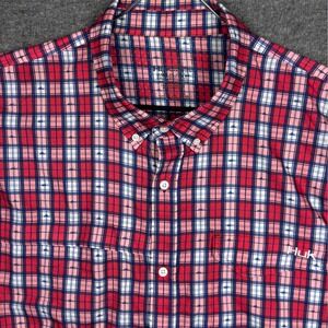 Huk Tide Point Shirt Mens XXL Red Plaid Short Sleeve Performance Fishing Mesh